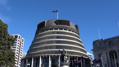 The-beehive-government-building-in-the-capital-city-on-a-clear-blue-day