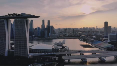 Aerial-Footage-of-Singapore-Cityscape-Around-Marina-Bay-Sands-and-Gardens-by-the-Bay