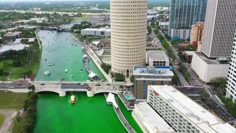 Green-Hillsborough-river-drone-aerial-footage-of-Downtown-Tampa-for-St