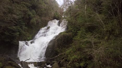 Descending-dolly-shot-of-Torc-Waterfall,Killarney-National-Park-Ireland-in-Autumn