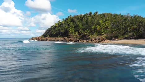 Aerial-Pan-of-Secluded-Puerto-Rican-Beach