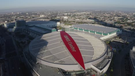 Aerial-shot-over-Staples-Center-in-the-morning