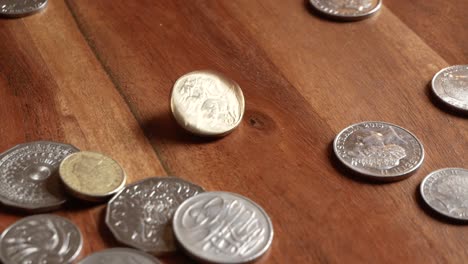 Hand-spinning-Australian-dollar-amount-other-coins