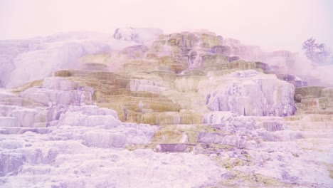 Mammoth-Hot-Springs-Landschaft-An-Einem-Verschneiten-Morgen-Im-Yellowstone-Nationalpark-In-Wyoming