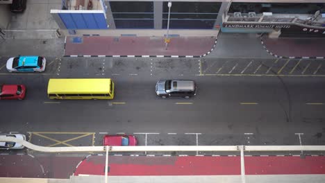 Top-view-of-traffic-in-the-street-in-Al-reem,-Dubai