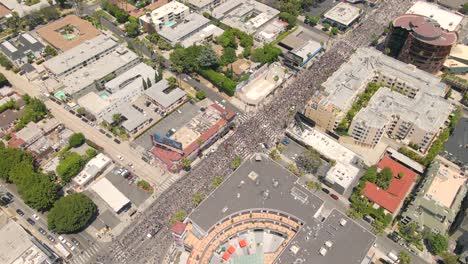 4k-luftaufnahmen-Von-Protesten-Gegen-Schwarze-Leben-In-Los-Angeles,-Kalifornien,-Usa