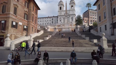 View-on-Spanish-steps,-a-monumental-stairway-in-the-city-center-of-Rome,-capital-of-italy