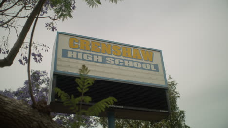 Crenshaw-high-school-sign-in-Los-Angeles-overcast-day