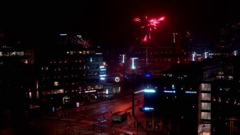 Video-of-Fireworks-Over-Anna-Lindhs-Plats-During-New-Years-Eve-Celebrations-2021-2022-in-Malmö,-Sweden