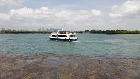 Ferry-Boat-Sailing-In-Scenic-And-Calm-Sea-Near-St