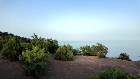 A-picturesque-view-of-the-Black-Sea-from-a-hilltop-in-Crimea,-showcasing-the-beauty-of-the-Crimean-landscape