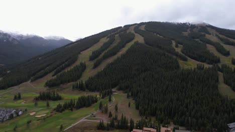 Aerial-View-of-Copper-Mountain-in-Summer-Season,-Forest-and-Ski-Tracks,-Colorado-USA