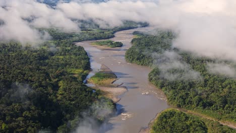 Drone-footage-of-Pastaza-River-in-Ecuador,-South-America,-largest-river-in-Ecuadorian-Amazon