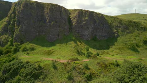 Aerial-shot-of-Cavehill,-Belfast-on-a-sunny-day