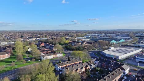 Drone-view-of-Derby-city,-England