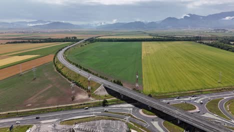 Drone-video-of-highway-road-near-Brasov-Romania-on-a-sunny-day