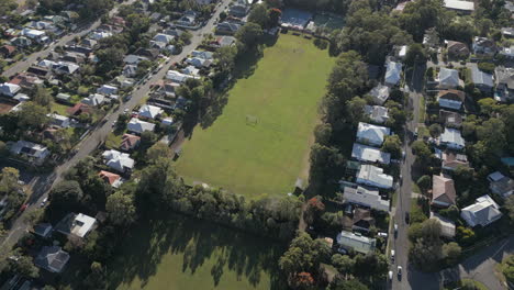 Local-Sports-Field-In-Mount-Gravatt-Suburb-Brisbane-Australia-Morning-Sun-60FPS