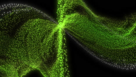 Partículas-Cuánticas-Brillantes-De-Adn-Abstracto-Que-Interactúan-Y-Giran-Pasando-A-Través-Del-Espacio-Vacío-Con-Desenfoque-De-Movimiento---Animación-De-Fondo-De-Visualización-De-Concepto-4k