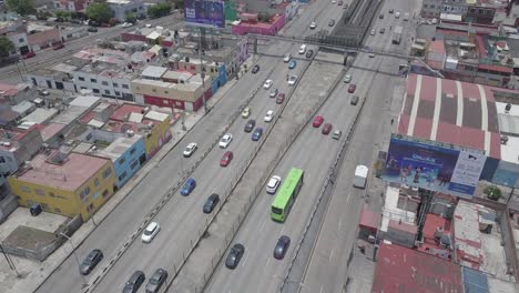 Drone-shoot-of-busy-traffic-in-mexico-city-circuito-interior-metro