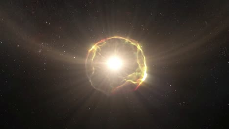 Animación-Que-Representa-La-Explosión-De-Una-Supernova-En-El-Espacio-Exterior.