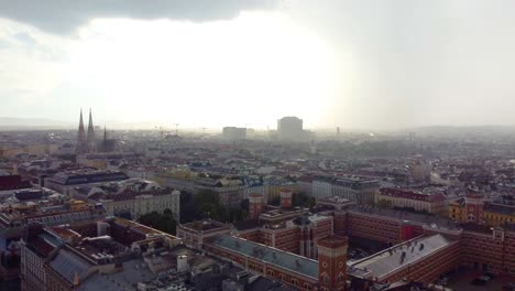 Aerial-view-of-Vienna,-Austria-during-a-rainy-day