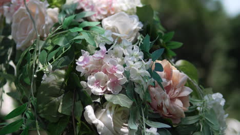 Exquisite-floral-arrangements-adorn-the-wedding-altar,-adding-elegance-and-romance-to-the-ceremony-setting
