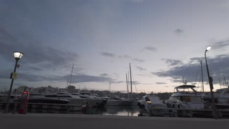 Mikrolimano-in-Piraeus,-marina-boat-moored-parked-in-Athens-Greece