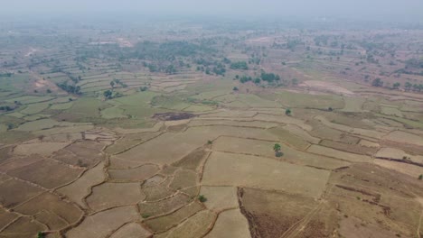 Drone-video-shot-of-vast-area-after-harvesting-in-plateau-region