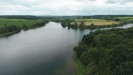 Kettering-Reservoir-is-shot-from-above-on-a-cloudy-day