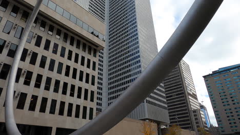 Outdoor-Urban-Installation-In-Downtown-Montreal-City,-Tilt-Up