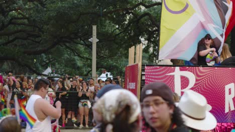 Pride-parade-and-celebration-in-downtown-Houston,-Texas