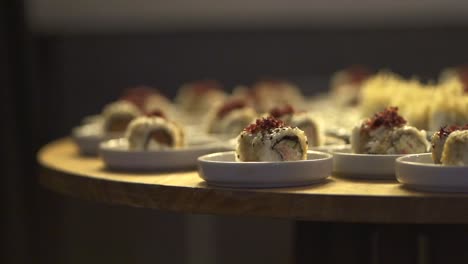 Individual-California-Rolls-Sushi-Food-Service-Close-Up