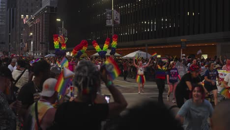 Pride-parade-participants-carrying-balloons-that-spell-out-'Love'-during-pride-parade-and-celebration-in-Houston,-Texas