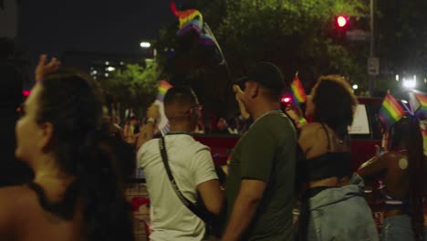 LGBT-Pride-parade-and-celebration-at-night-in-Houston,-Texas