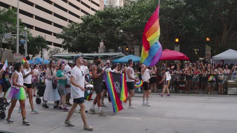 Pride-parade-and-celebration-in-downtown-Houston,-Texas