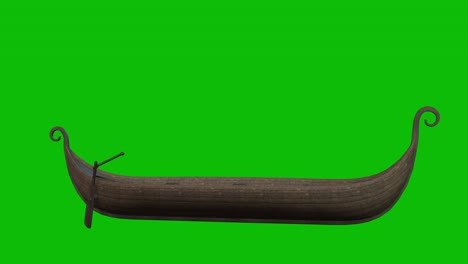 Ancient-viking-boat-3D-model-rotating-360-degrees-on-green-screen-3D-animation