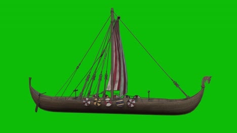 Antiguo-Barco-Vikingo-Modelo-3d-Girando-360-Grados-En-Animación-3d-De-Pantalla-Verde