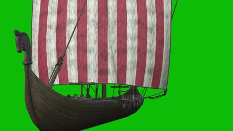 Antikes-Wikingerschiff,-3D-Modell,-Herauszoomen-Auf-Greenscreen,-3D-Animation