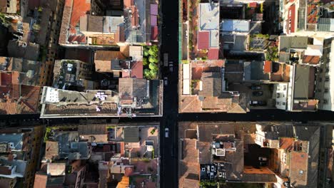 Top-Down-Aerial-View-Above-European-City-Street-on-Typical-Summer-Day