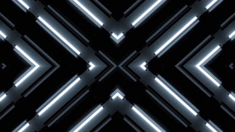 Weiße-Röhrenlichtwand,-VJ-Schleife,-Segmentiert-In-X-Form,-Schwarzer-Hintergrund,-4K-Nahtlose-Schleife