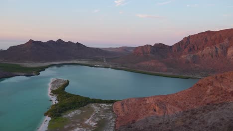 Playa-Balandra-in-La-Paz,-Baja-California-Sur,-Mexico-during-golden-hour