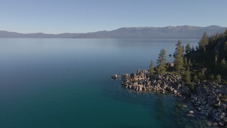 Lake-Tahoe-4K-Aerial-Drone-Footage-of-Rocks-along-Shoreline-in-Nevada-Northern-California