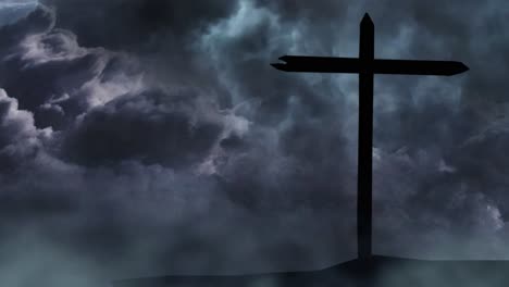 silhouette-of-a-cross-pole-on-a-hill-with-a-storm-background,-ultra-HD