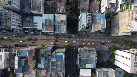 Drohnenaufnahme-Des-Verkehrs-In-Der-Stadt-Dhaka