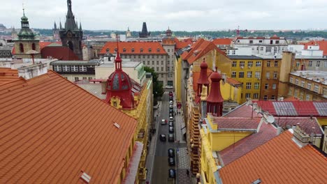 Old-town-of-Prague,-Czech-Republic,-aerial-drone-video-city-centre-streets