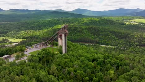 Aerial-view-of-Ski-Jump-in-Lake-Placid,-New-York