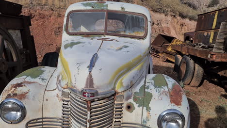 Old-Rusty-International-Truck-in-Jerome-Ghost-Town,-Arizona-USA