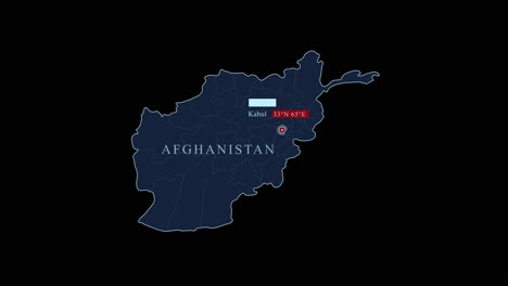 Blue-stylized-Afghanistan-map-with-Kabul-capital-city-and-geographic-coordinates-on-black-background