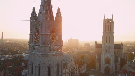 Drone-Aerial-Pull-Back-shot-of-Old-Bell-Tower