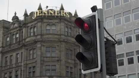 Red-traffic-light-jenners-edinburgh-department-store-in-the-background